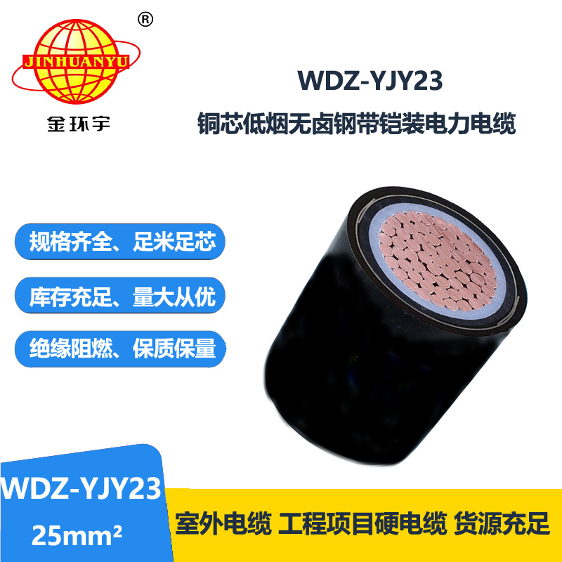 金環(huán)宇 絕緣低煙無鹵單芯電纜WDZ-YJY23-25 鎧裝電力電纜