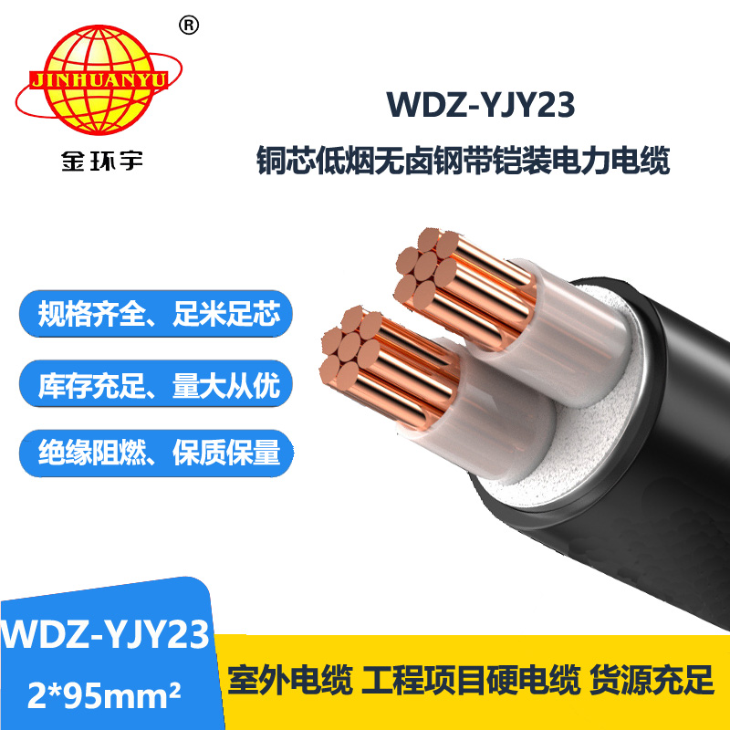 金環(huán)宇 鋼帶鎧裝電力電纜WDZ-YJY23-2X95平方 無鹵低煙電纜