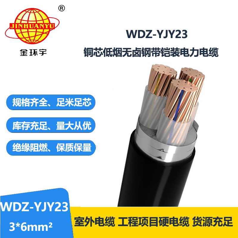 金環(huán)宇 低壓交聯(lián)電力電纜WDZ-YJY23-3x6平方 低煙無(wú)鹵鎧裝電纜